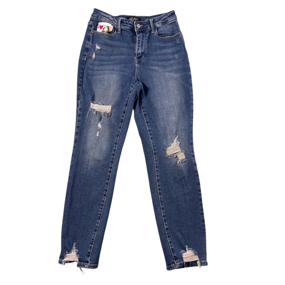 Classic High-Rise Distressed Women's Jeans - Blue